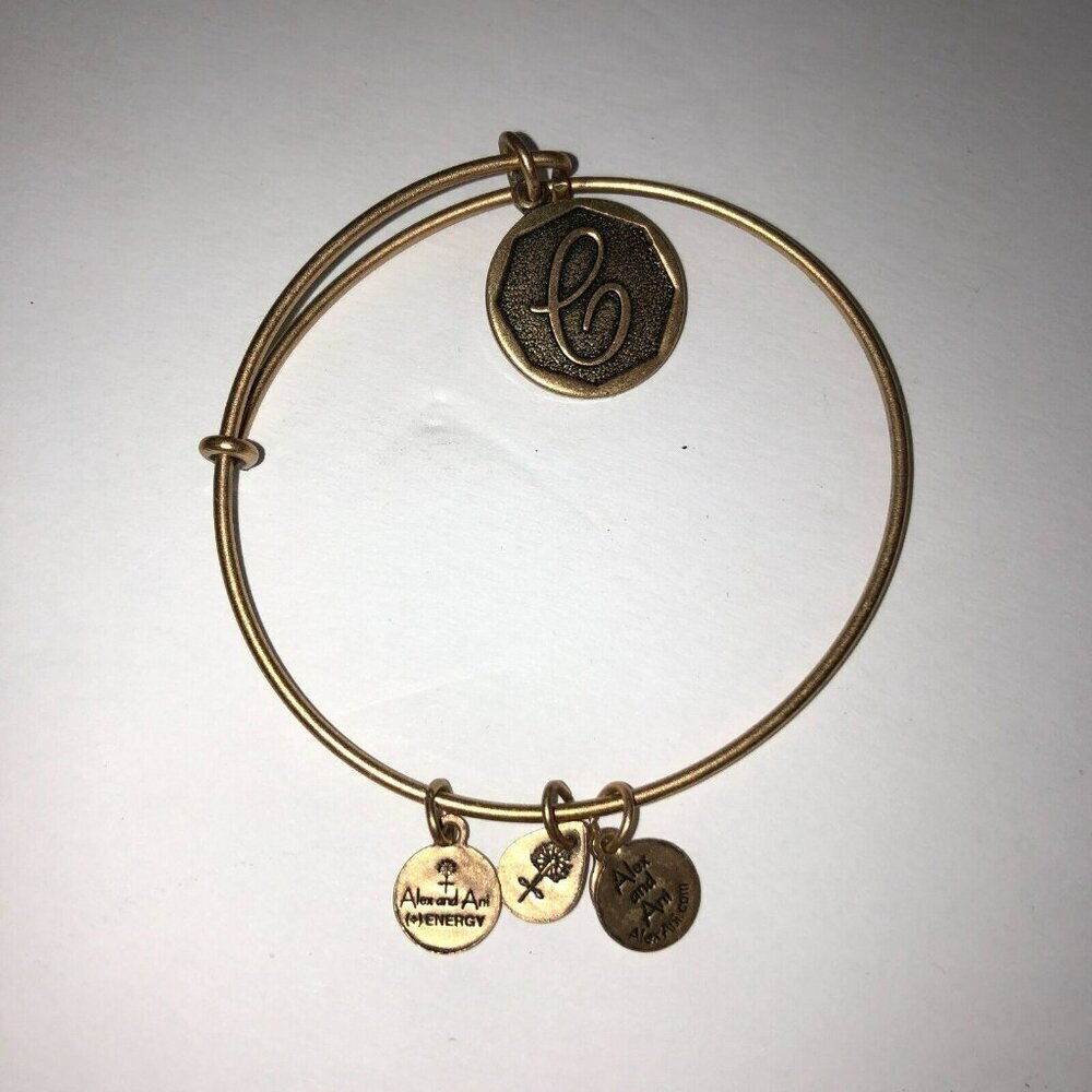 Alex and Ani Initial C Charm Bangle Energy Infused Bracelet 2018 Gold Color